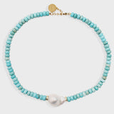 Iman Necklace pearl &Turquoise