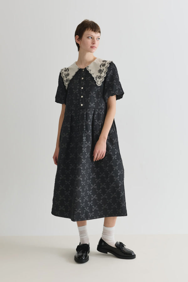 Iris Bow Jacquard Midi Dress
