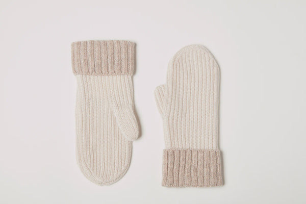Plaited rib mitten - taupe