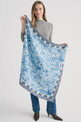 Paisley Square Silk Scarf-Navy Mix