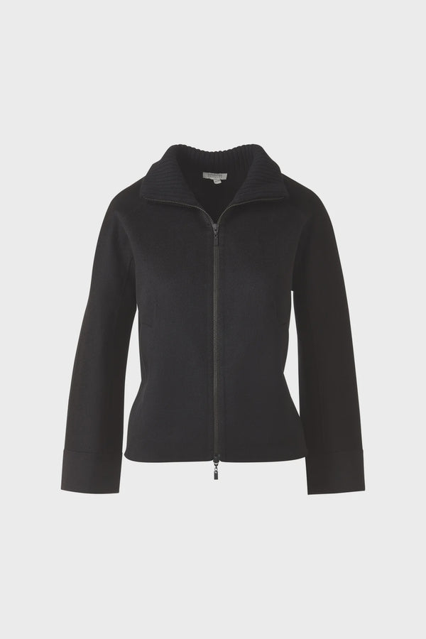 Short knit trim mock coat