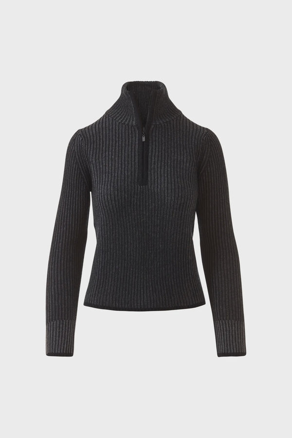 Plaited Rib Zip Mock