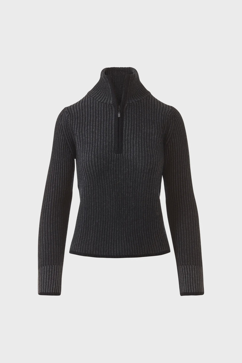 Plaited Rib Zip Mock