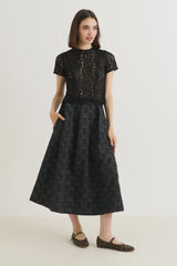 Belita Bow jacquard midi skirt