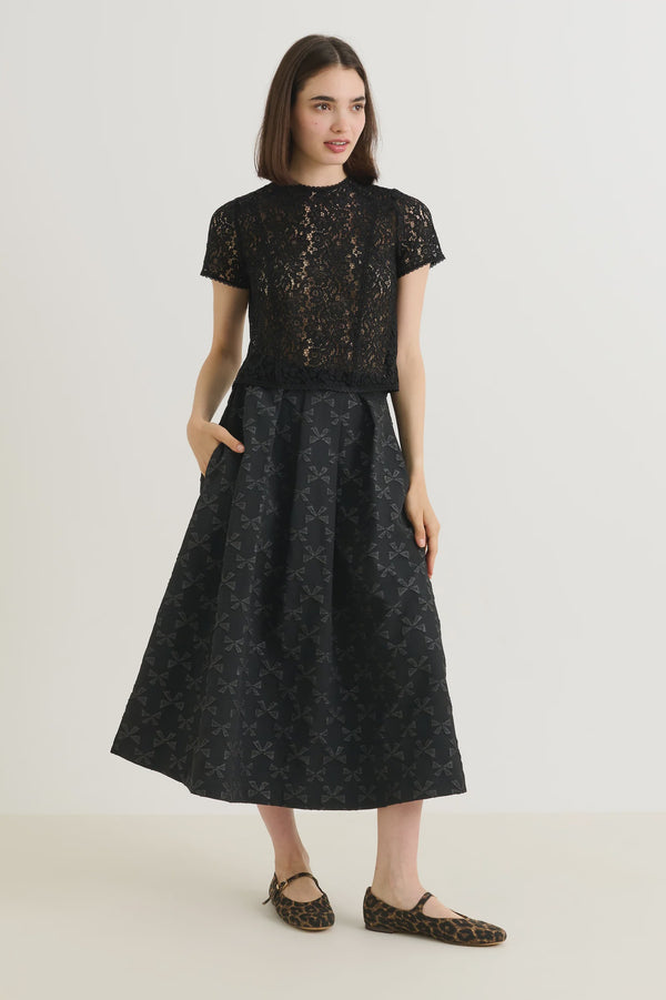 Belita Bow jacquard midi skirt