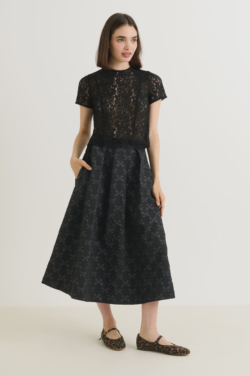 Belita Bow jacquard midi skirt