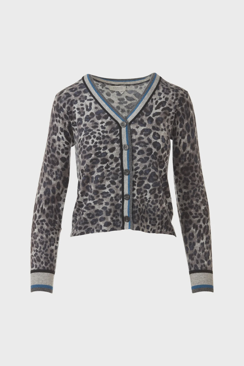 Tipped leopard print cardigan