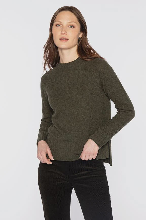 Hi-Low Rib trim funnel neck jumper