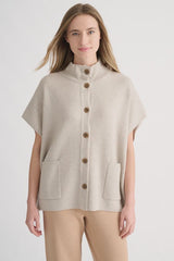 Sleeveless Button Mock Cardigan
