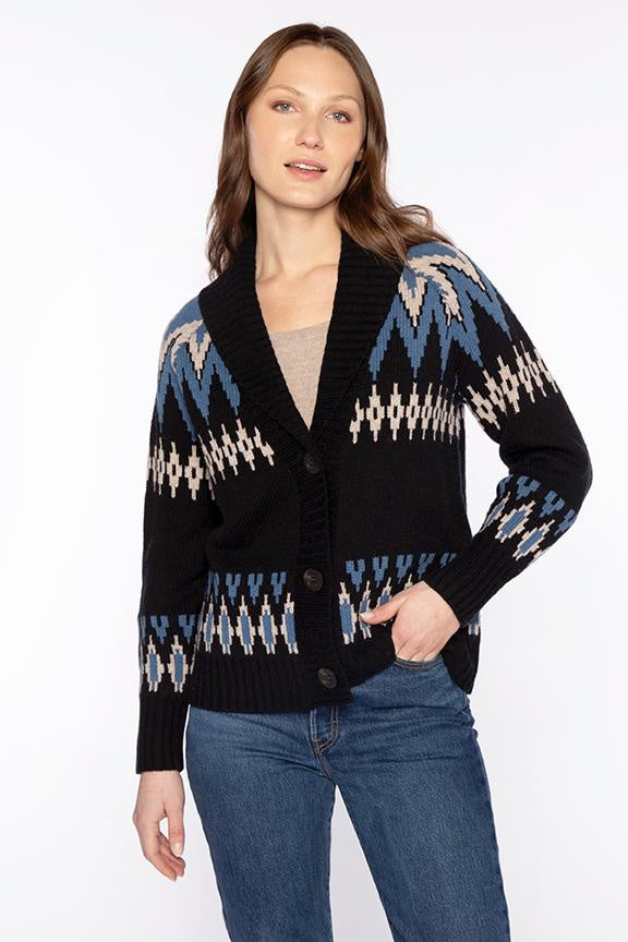 LFSJ5-324-Fairisle shawl collar cardi