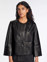 Leah Cropped Leather Jacket