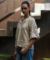 Mimosa pleat front top