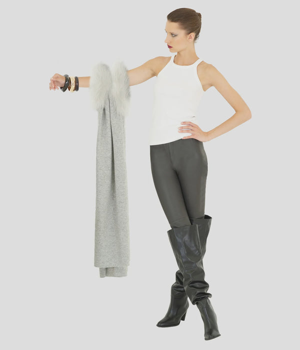 Fur Trim Scarf-Moonbeam