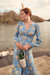 SS25-DR0339-Olivia Blue Silk Dress