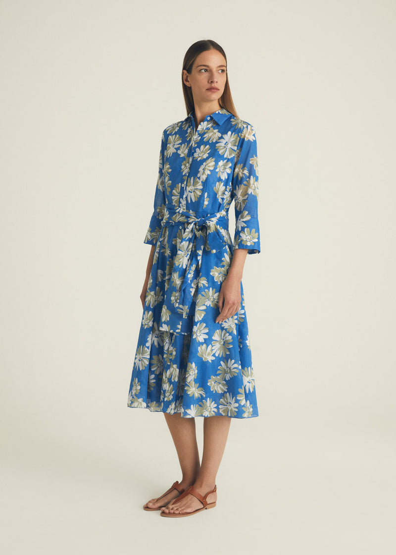 Floral Print Shirt Dress-B