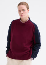 Colour block Pullover-Burgundy