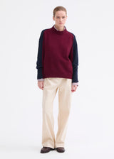 Colour block Pullover-Burgundy