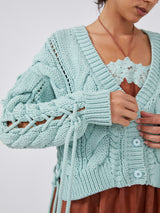 Cable Lace-Up Cardigan-CLS