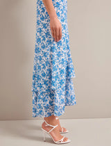 Lotta Paisley print V-Maxi Dress- Blue
