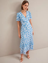 Lotta Paisley print V-Maxi Dress- Blue