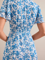 Lotta Paisley print V-Maxi Dress- Blue