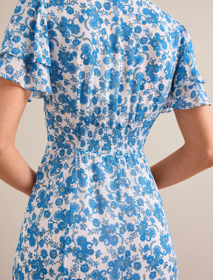 Lotta Paisley print V-Maxi Dress- Blue