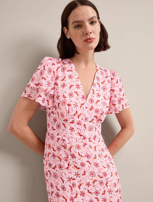Lotta Trellis print V-Maxi Dress