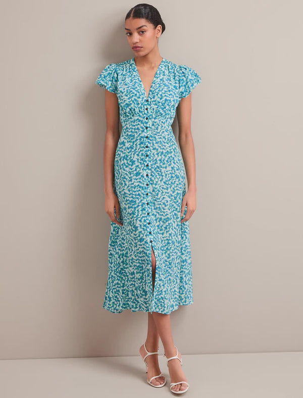 Leila Feather print silk dress