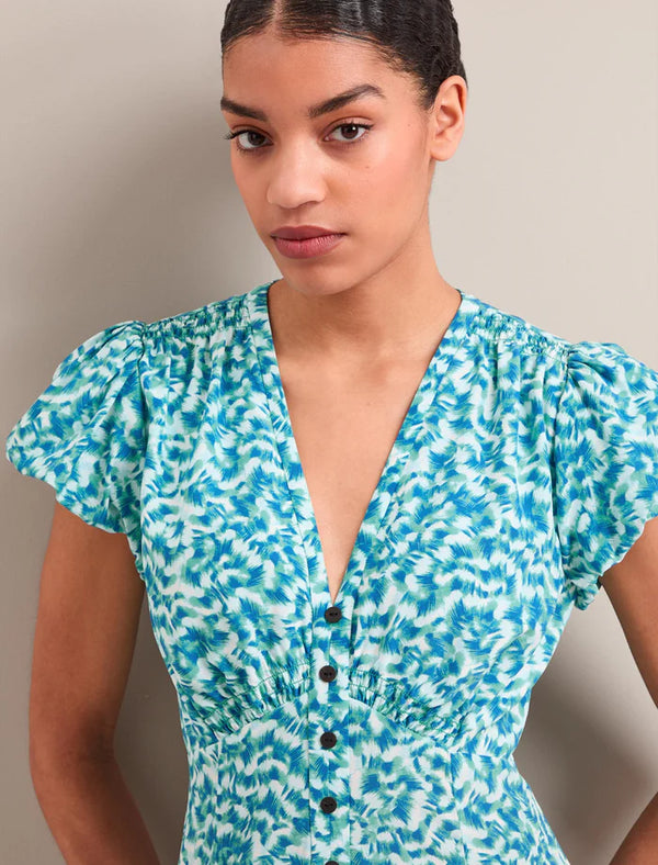 Leila Feather print silk dress