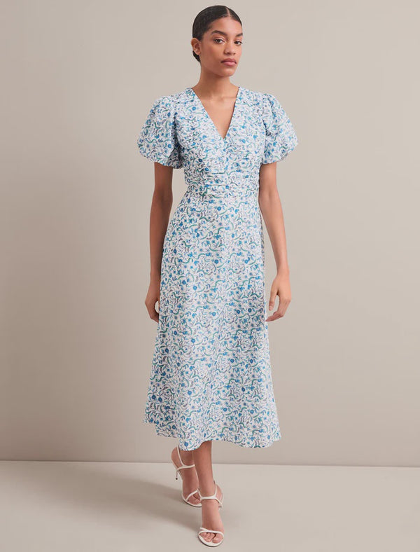 Eliza Feather print Maxi dress