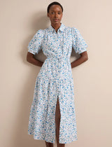 Poppy Feather print maxi dress