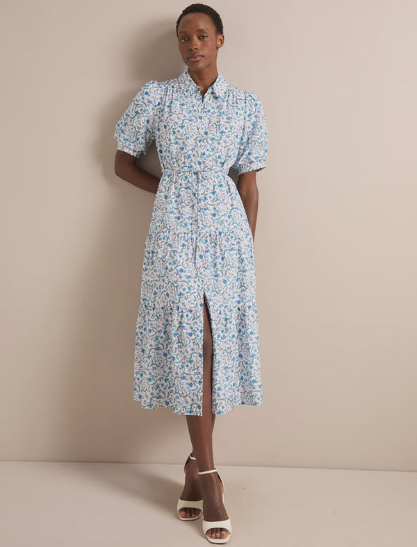 Poppy Feather print maxi dress