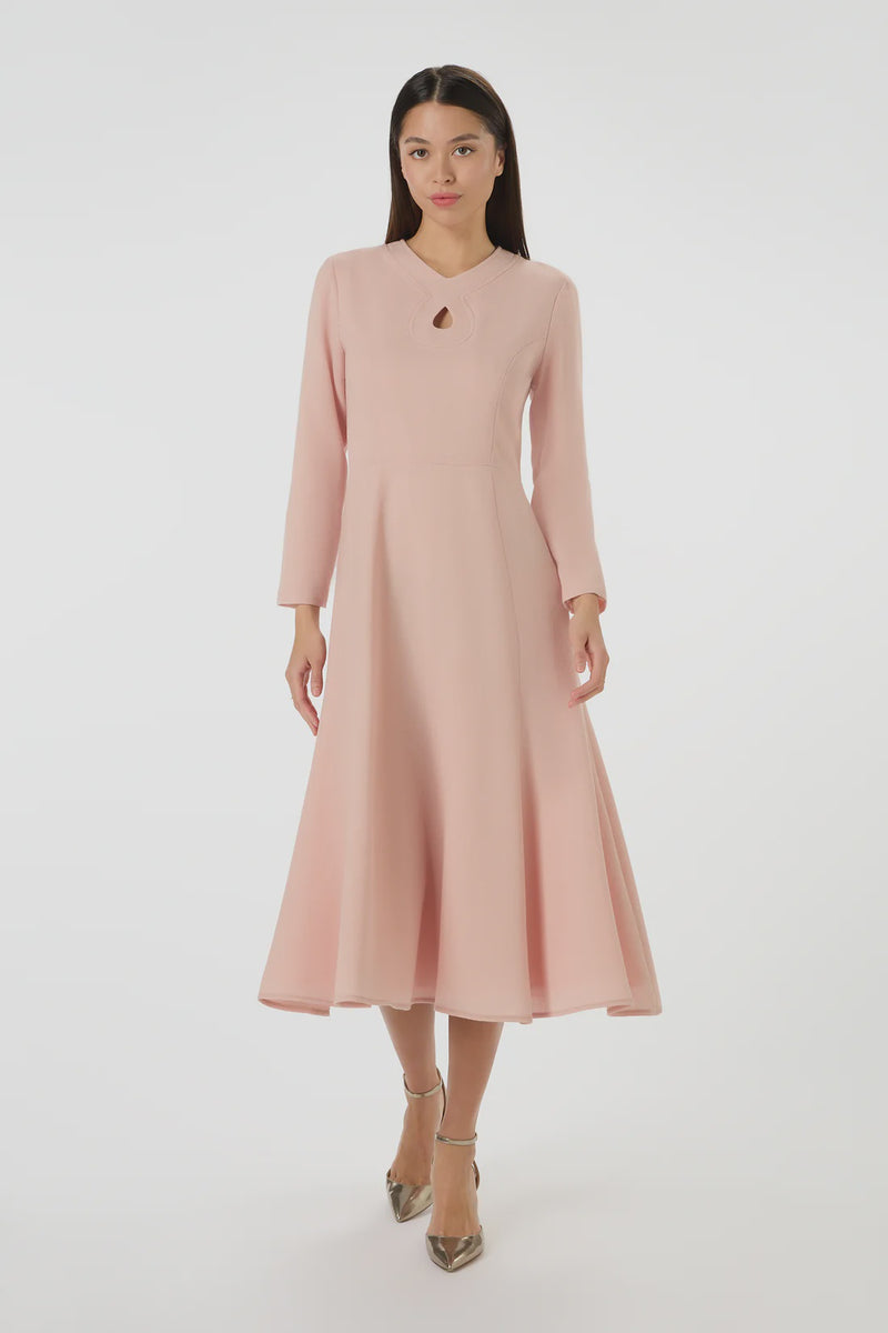 Vogue Fit & Flare crepe Dress-Rose