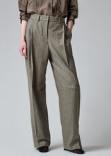 Grey Chalk Stripe Wool-Blend Wide-Leg Trousers
