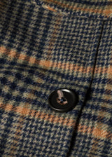 Navy and Grey Check Brushed Wool Coat with Back Buttons