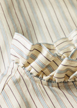 Silk-Blend Stripe Ruffle Neck Shirt