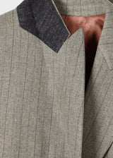 Grey 'Chalk Stripe' Relaxed Double-Breasted Blazer
