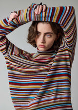 'Signature Stripe' Cashmere Roll Neck