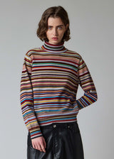 'Signature Stripe' Cashmere Roll Neck