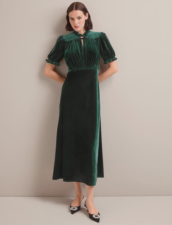 Irina velvet bias cut maxi dress - green