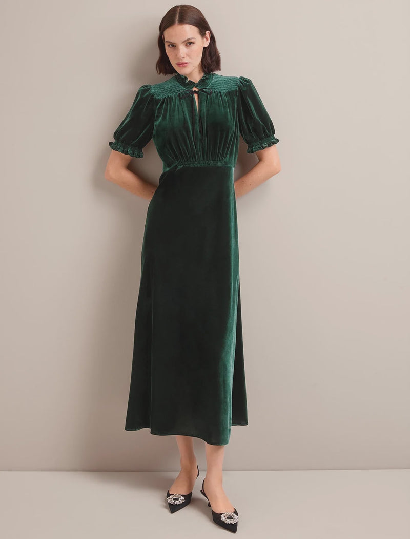 Irina velvet bias cut maxi dress - green
