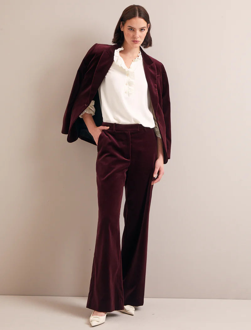 Jamie velvet classic blazer-Burgundy