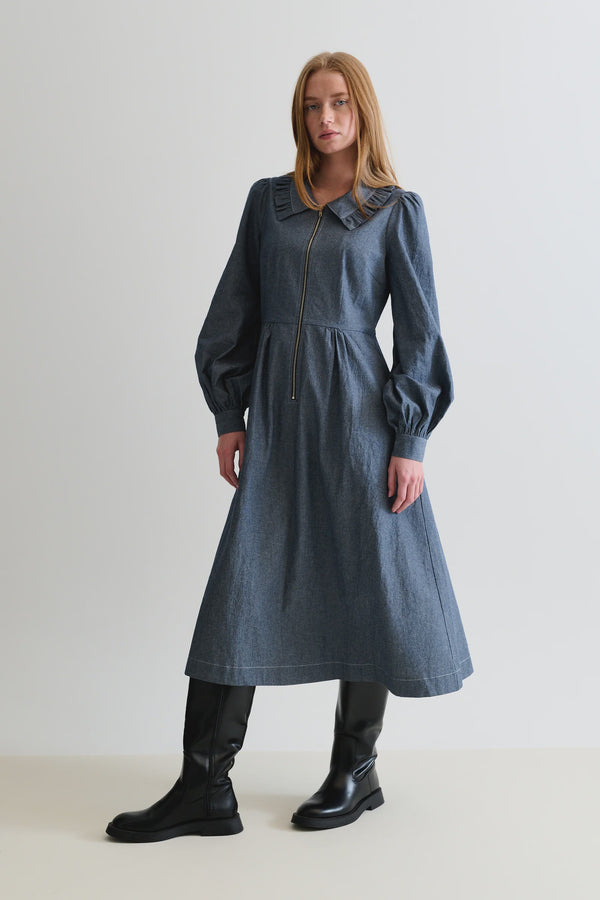 Zoya Zip Front Midi Dress