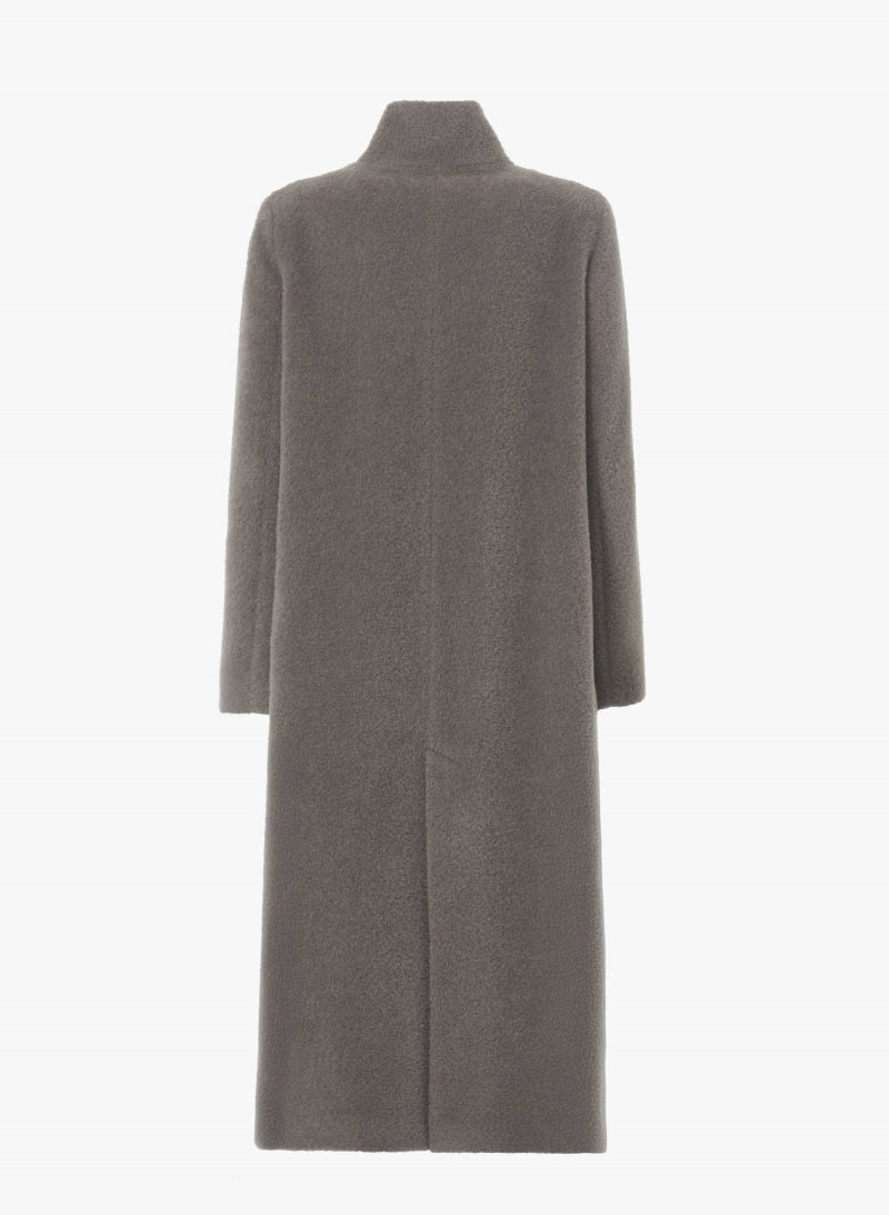 Long Wool Coat with Notch Collar