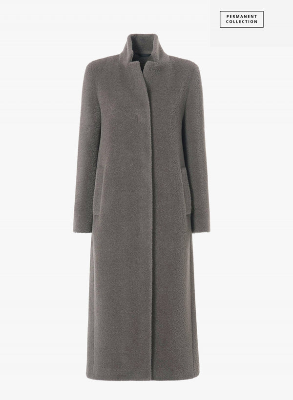 Long Wool Coat with Notch Collar