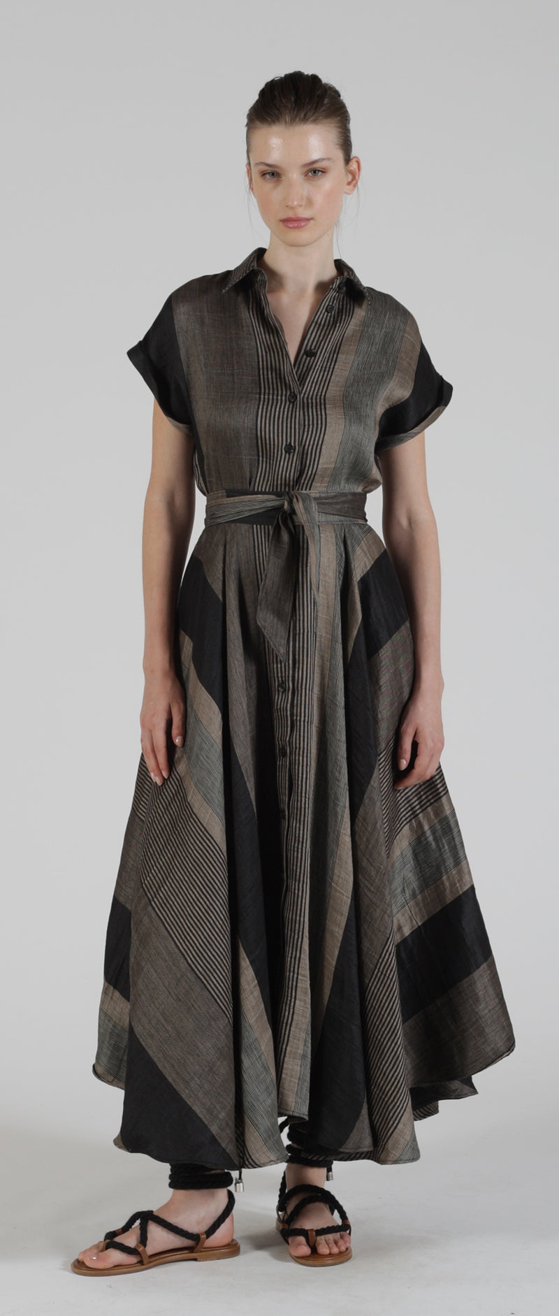 Danielle stripe dress with belt