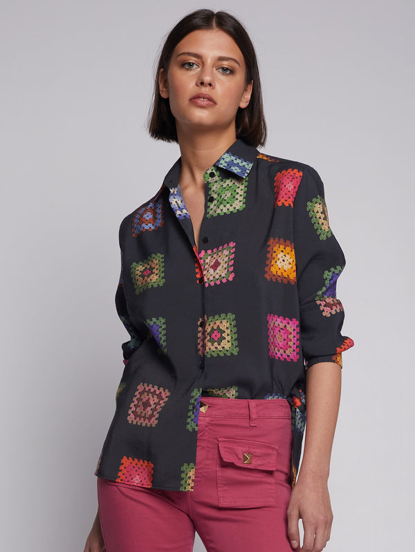 Irina Crochet Print Shirt