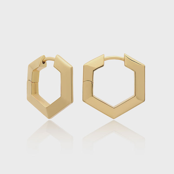 Bevelled Hexagon Hoop Earrings