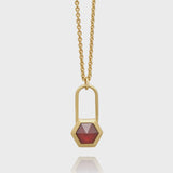 Garnet Hexagon Padlock Necklace