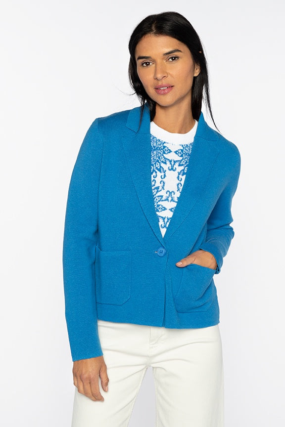 Fitted Notch Collar Cardigan